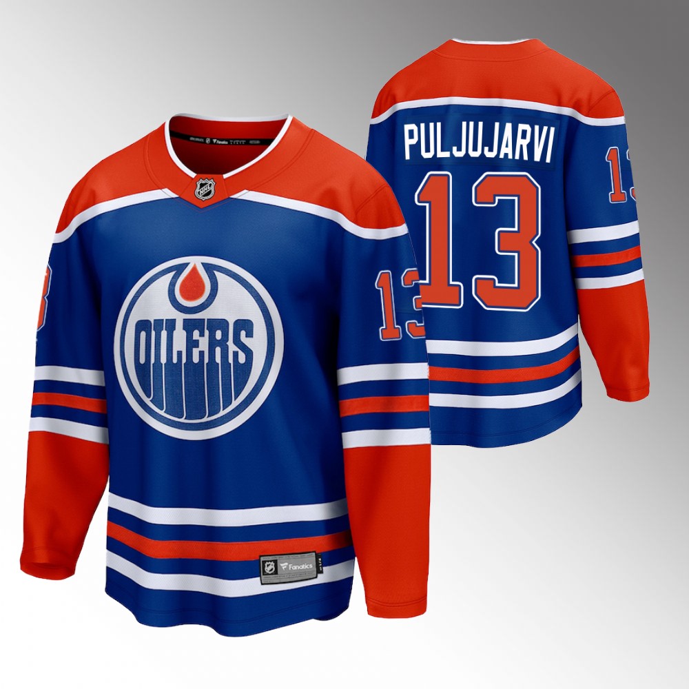 Oilers #13 Jesse Puljujarvi Royal 2022-23 Home Jersey