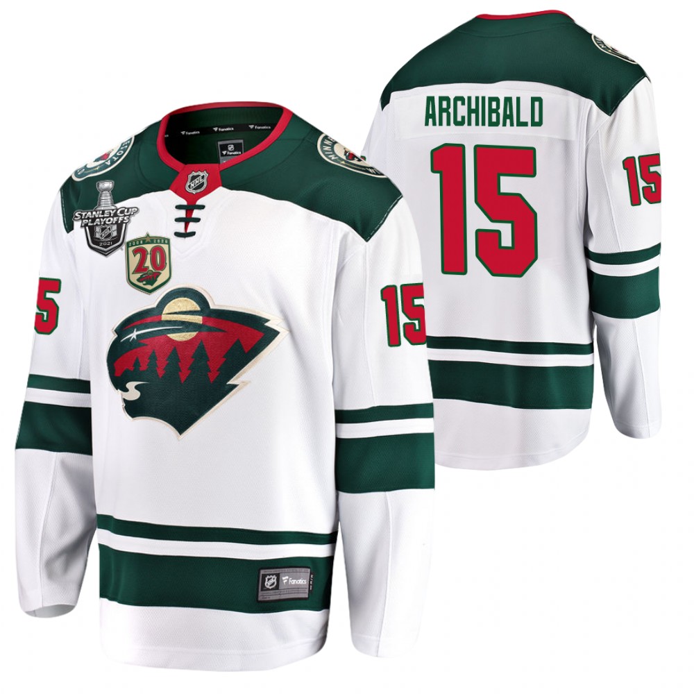 Oilers #15 Josh Archibald White 2021 Stanley Cup Playoffs Jersey