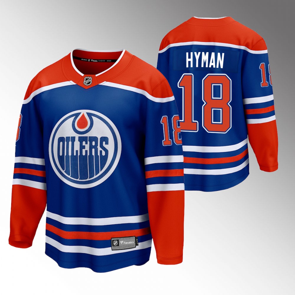 Oilers #18 Zach Hyman Royal 2022-23 Home Jersey