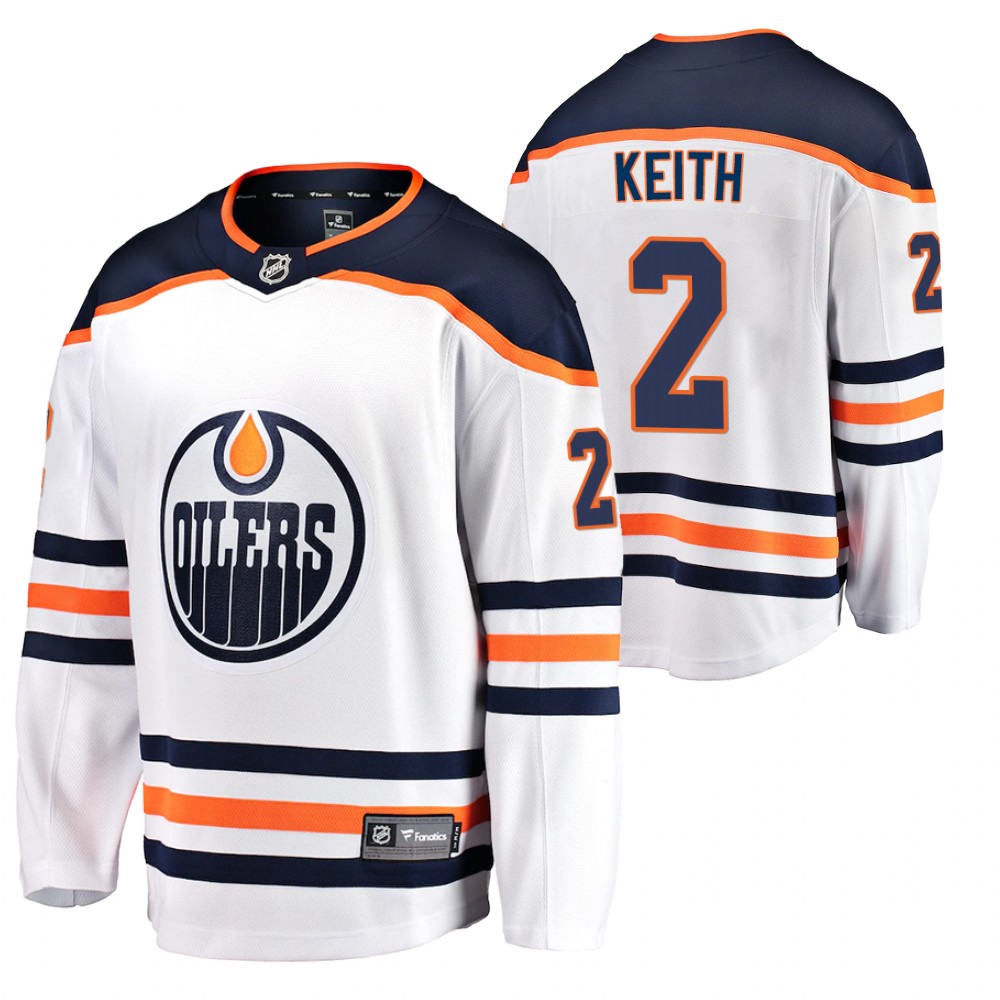 Oilers #2 Duncan Keith White 2021 Away Jersey