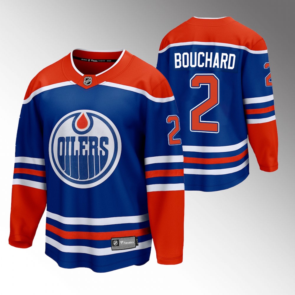 Oilers #2 Evan Bouchard Royal 2022-23 Home Jersey