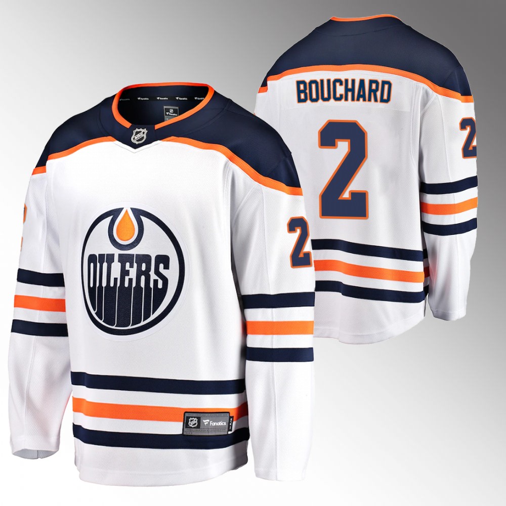 Oilers #2 Evan Bouchard White 2022 Away Jersey