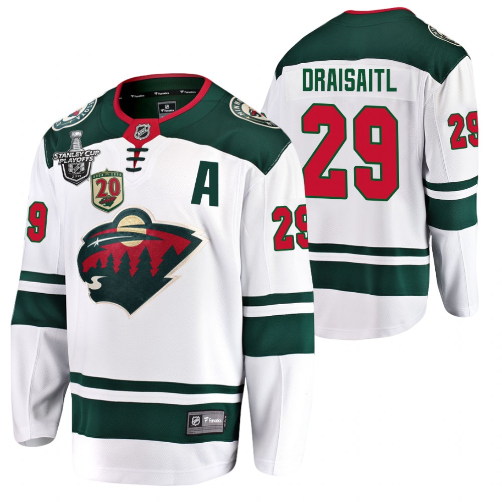 Oilers #29 Leon Draisaitl White 2021 Stanley Cup Playoffs Jersey