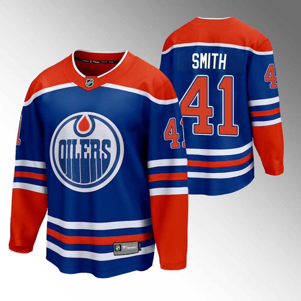 Oilers #41 Mike Smith Royal 2022-23 Home Jersey
