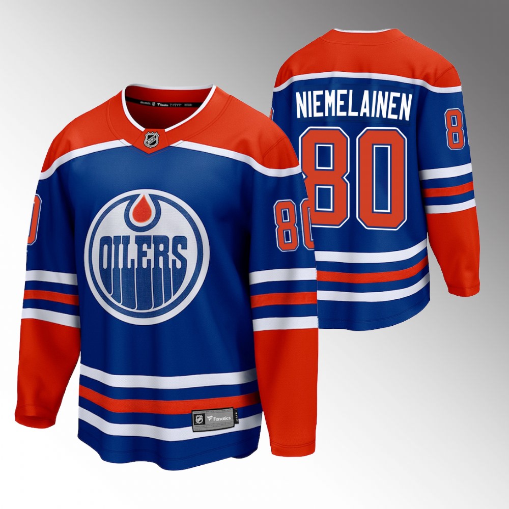 Oilers #80 Markus Niemelainen Royal 2022-23 Home Jersey