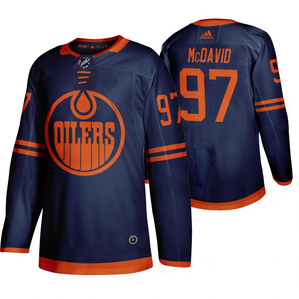 Oilers #97 Connor McDavid 100 points Blue Third Alternate  Jersey