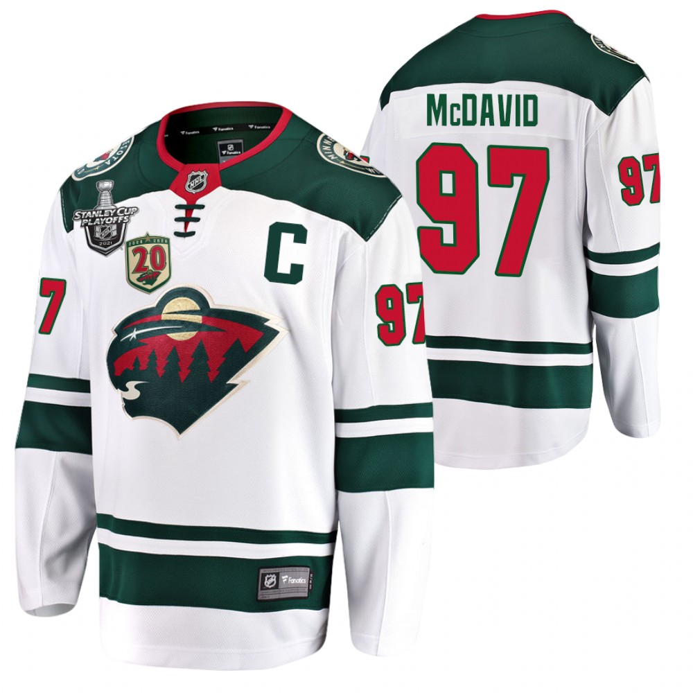 Oilers #97 Connor McDavid White 2021 Stanley Cup Playoffs Jersey