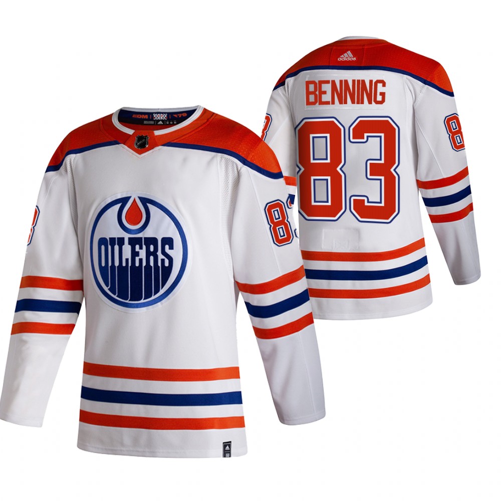 Oilers 2021 Reverse Retro #83 Matt Benning White Jersey Special Edition Authentic