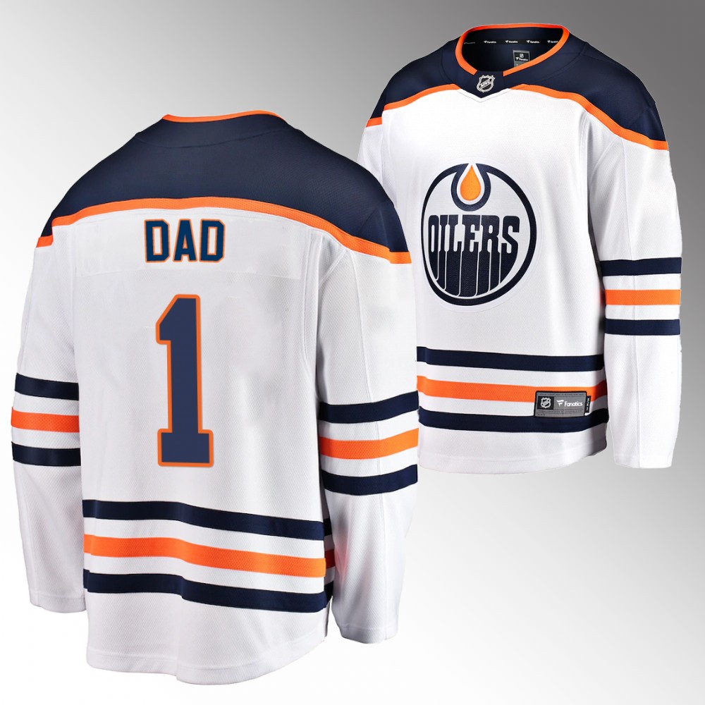 Oilers 2022 Fathers Day Gift White Jersey NO.1 Dad