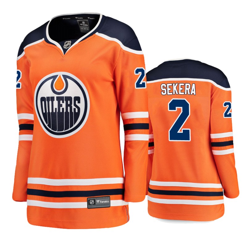 Oilers Andrej Sekera Orange Breakaway Player Home Jersey