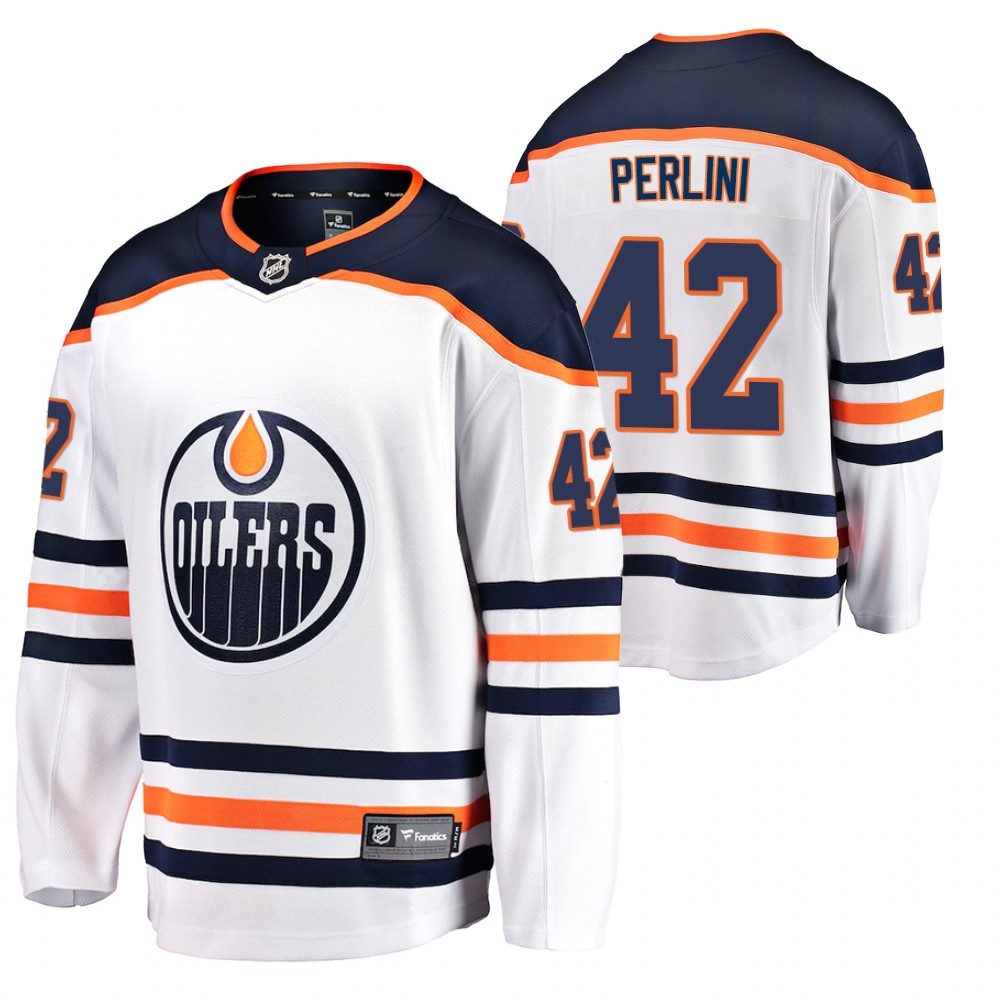 Oilers Brendan Perlini Jersey Away White Player Men