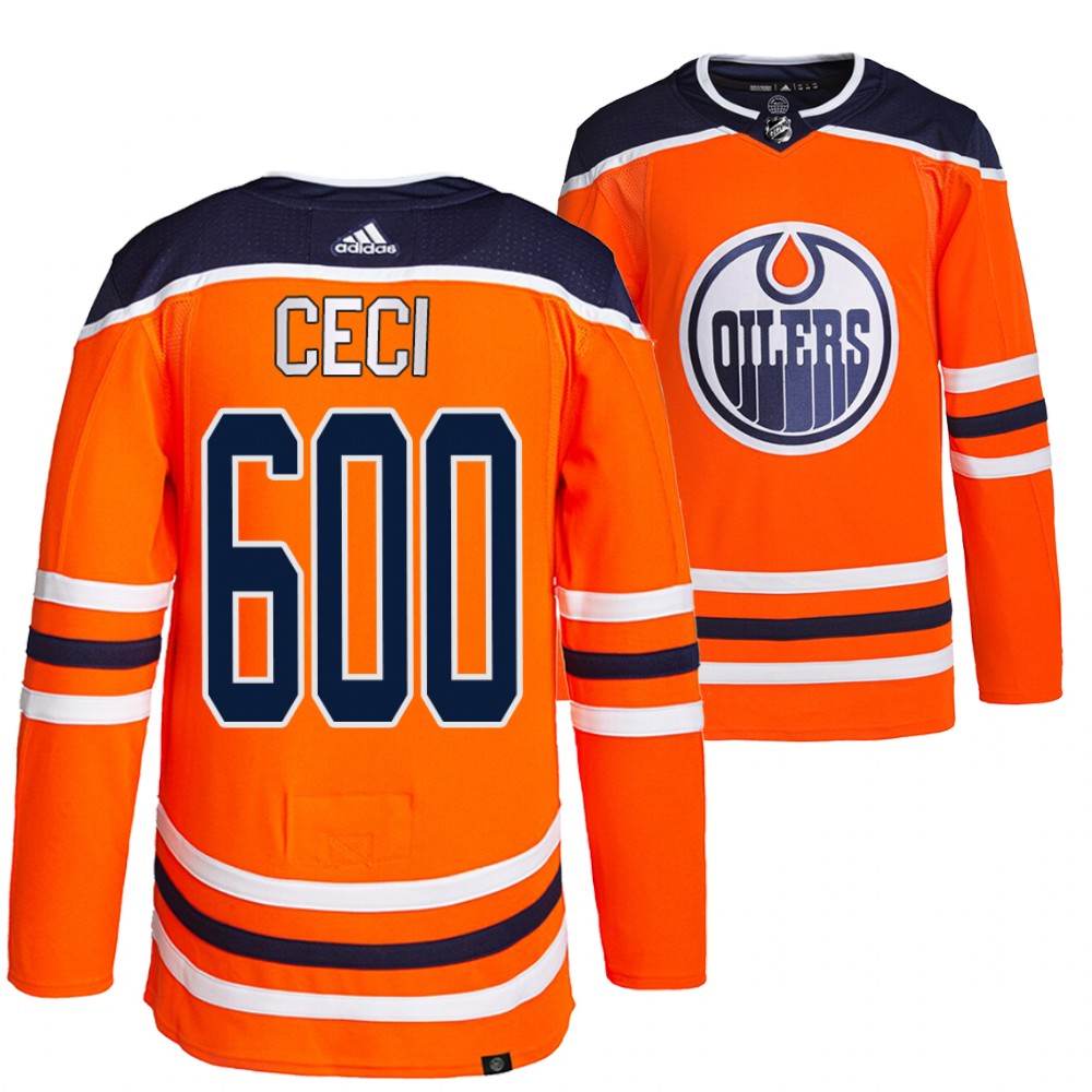 Oilers Cody Ceci 600 Career Games Orange Commemorative Edition Jersey