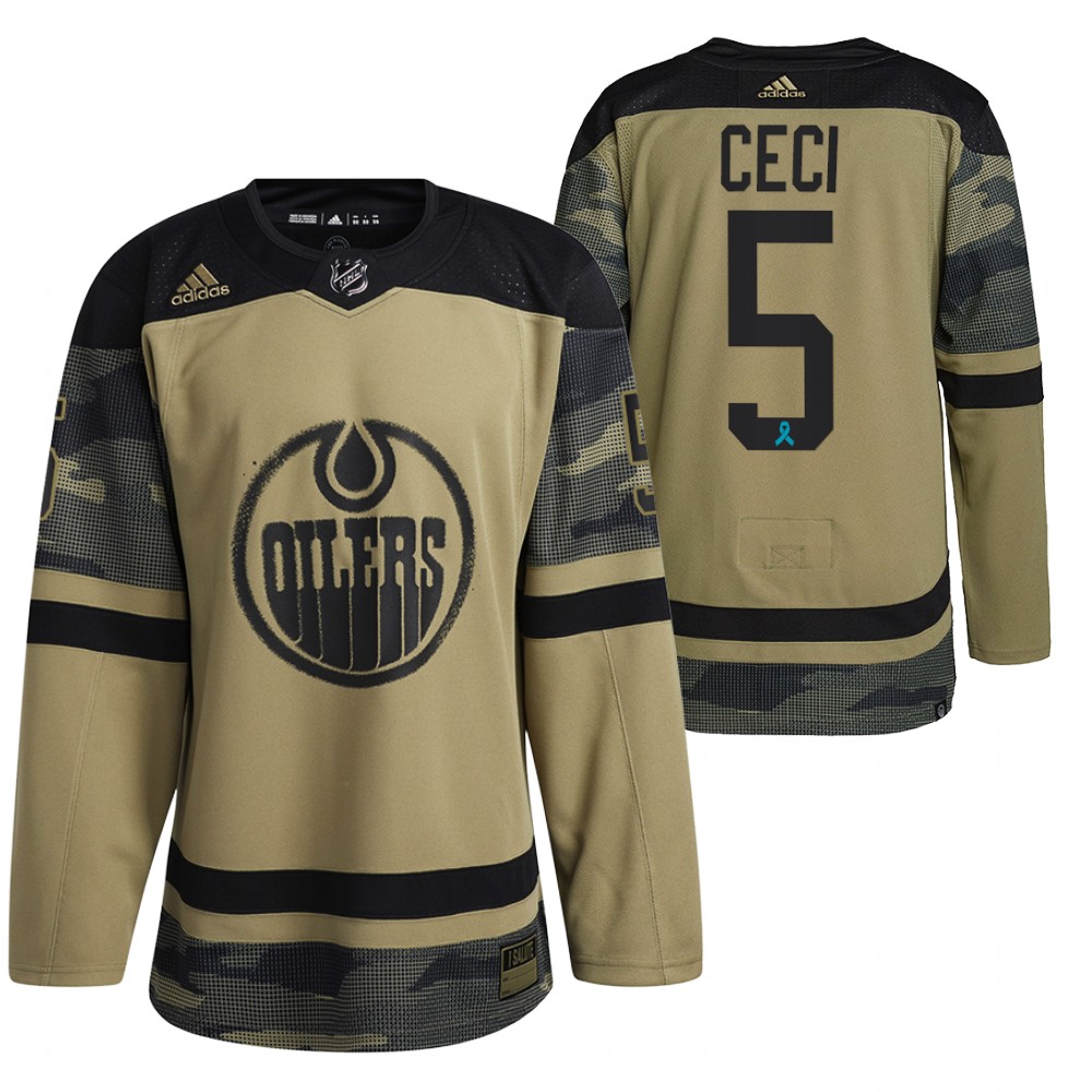 Oilers Cody Ceci Canadian Armed Force Camo 2021 CAF Night Jersey