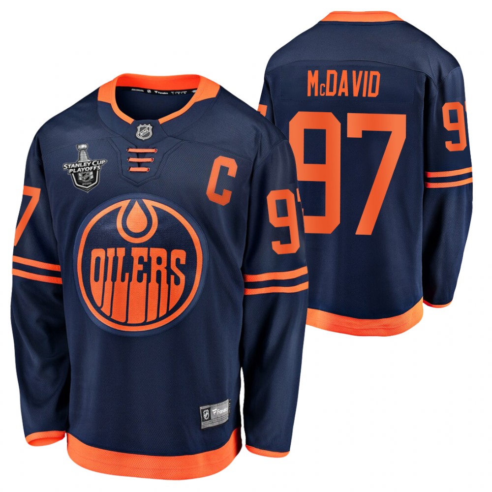 Oilers Connor McDavid Jersey 2020 Stanley Cup Playoffs Navy Alternate Men's