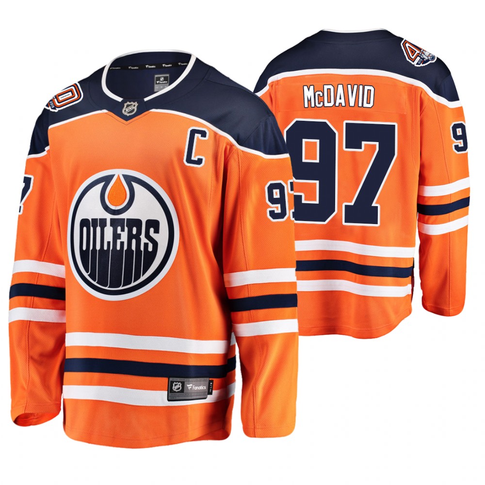 Oilers Connor McDavid Orange Breakaway Player 40th Anniversary Jersey
