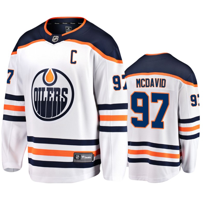 Oilers Connor McDavid White Breakaway Fanatics Branded Jersey