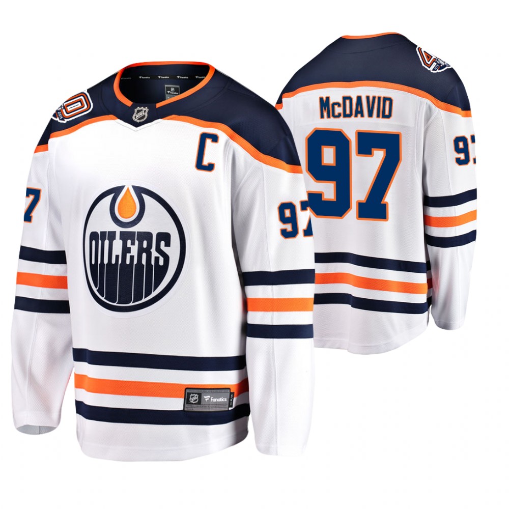 Oilers Connor McDavid White Breakaway Player 40th Anniversary Jersey