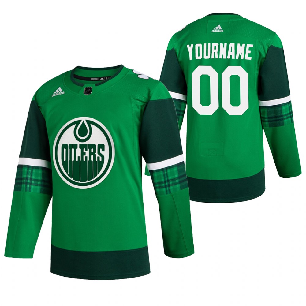 Oilers Custom 2020 St. Patrick's Day Green #00 Jersey Authentic Player