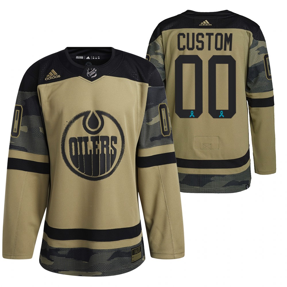 Oilers Custom Canadian Armed Force Camo 2021 CAF Night Jersey