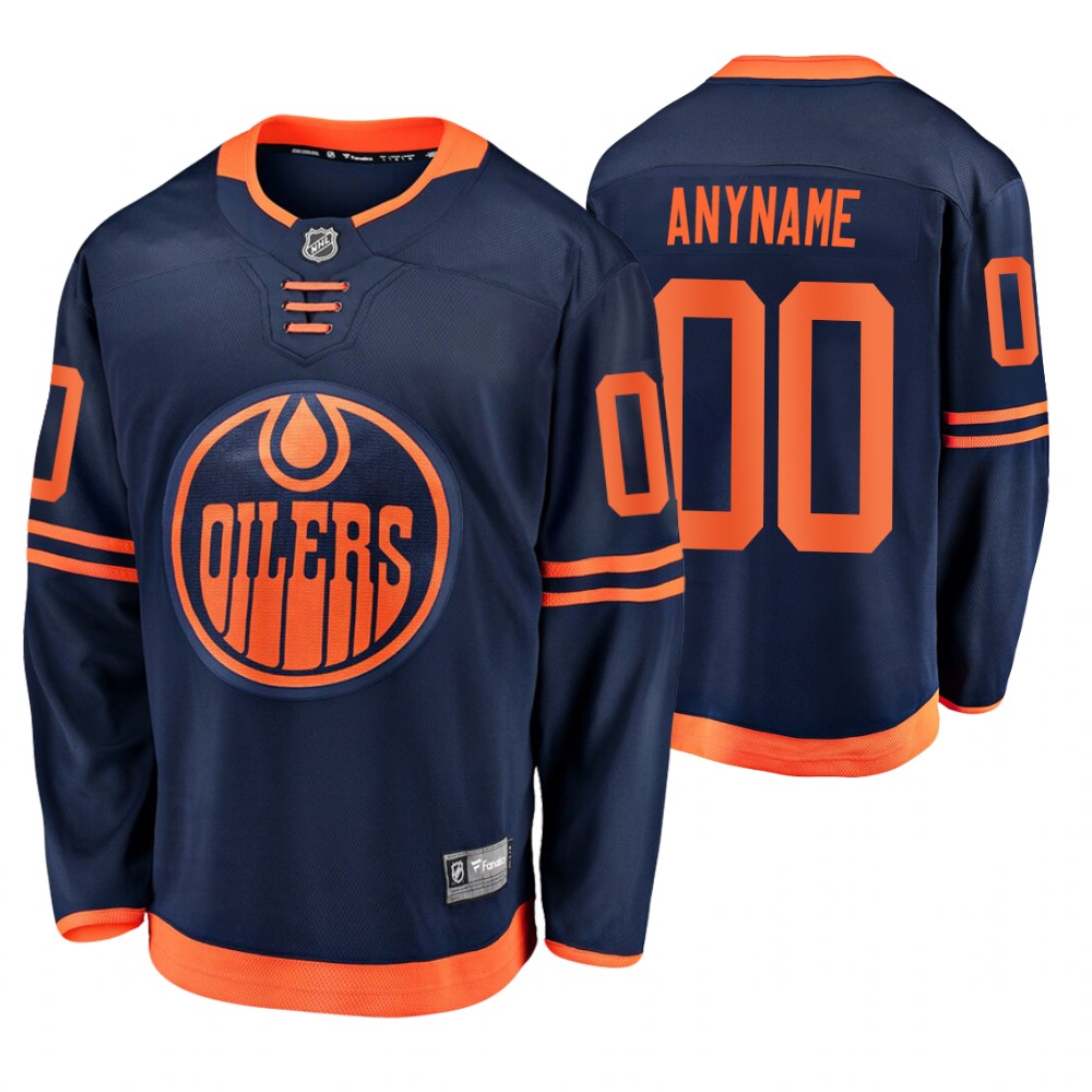 Oilers Custom Navy Alternate Premier Breakaway Men's Jersey