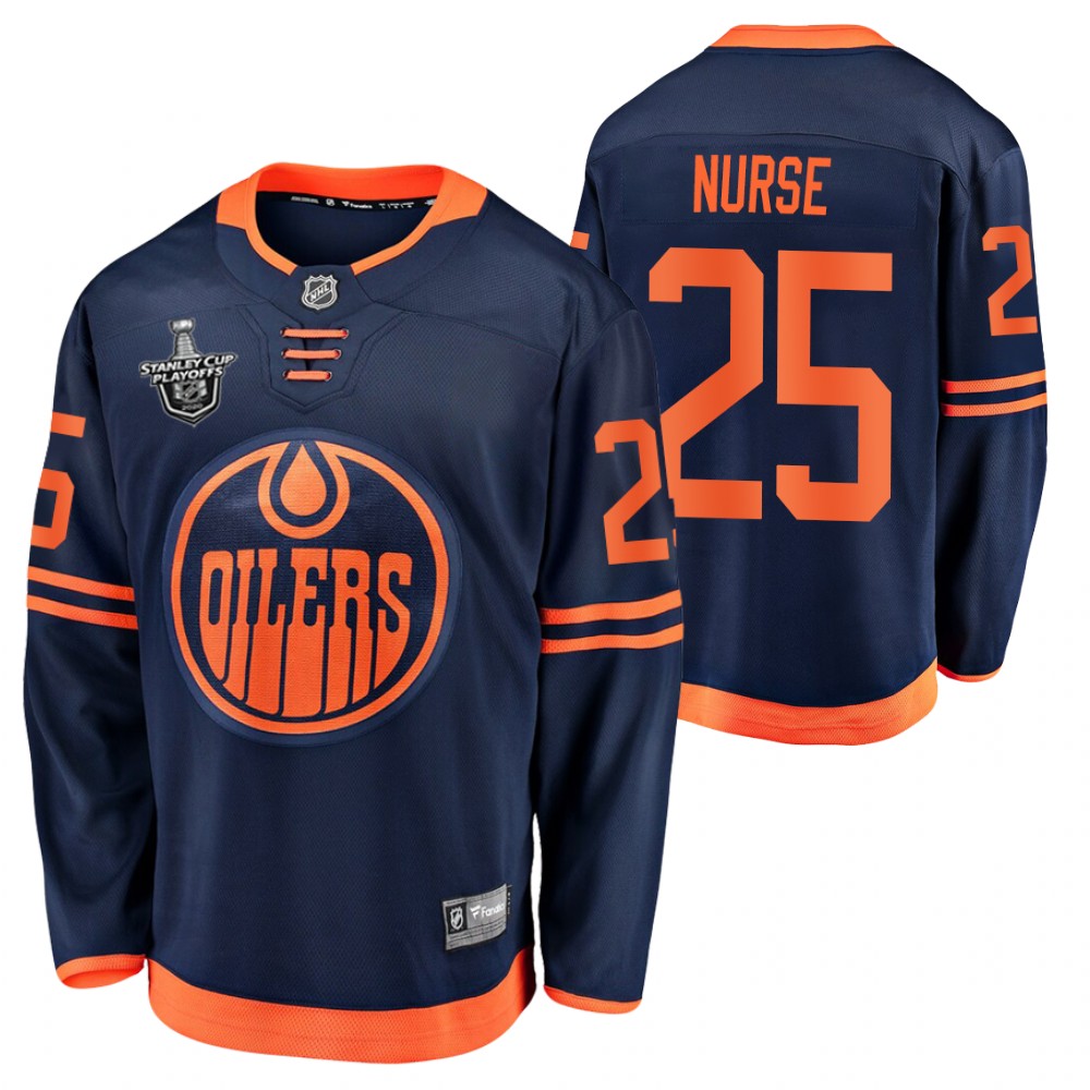 Oilers Darnell Nurse Jersey 2020 Stanley Cup Playoffs Navy Alternate Men's