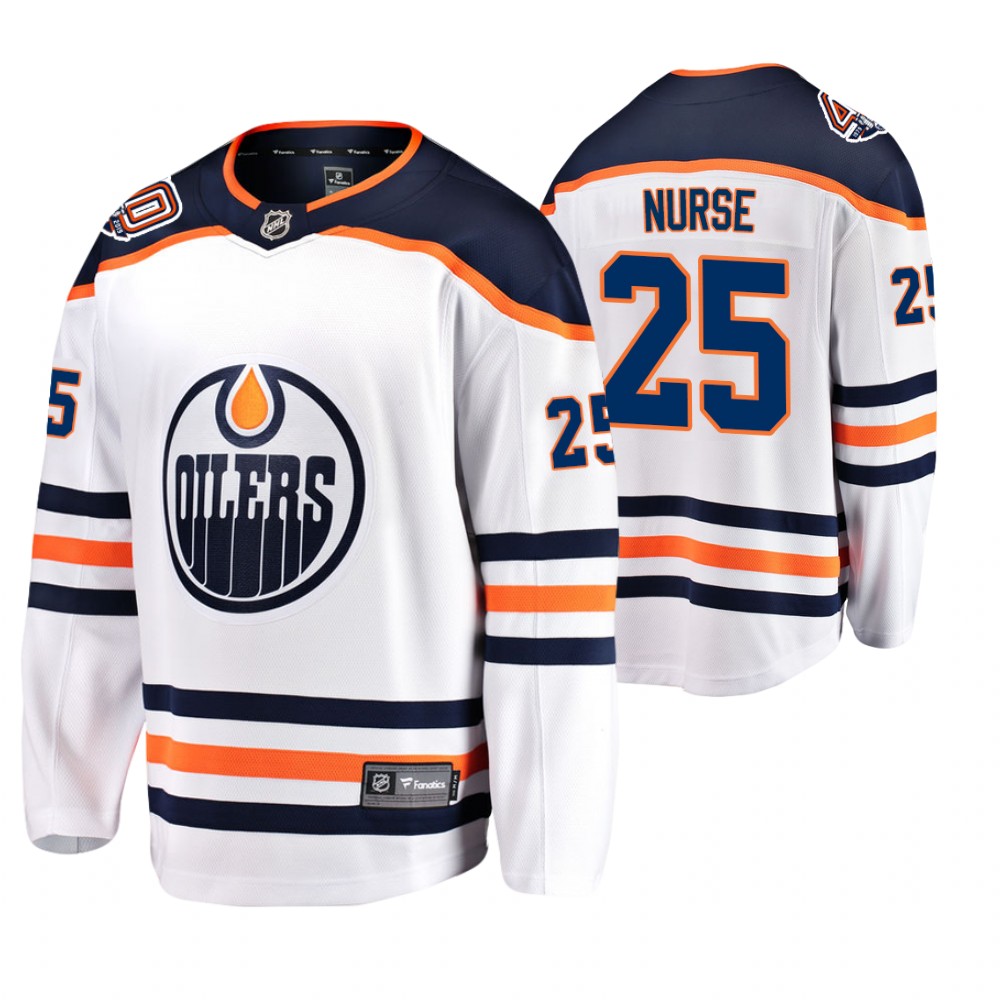Oilers Darnell Nurse White Breakaway Player 40th Anniversary Jersey