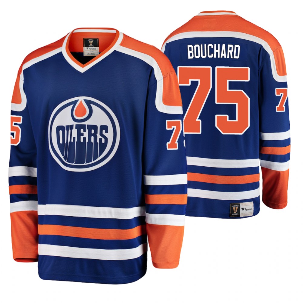 Oilers Evan Bouchard Blue Orange Breakaway Jersey