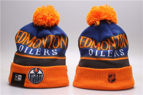 Oilers Fresh Logo Orange Knit Pom Hat