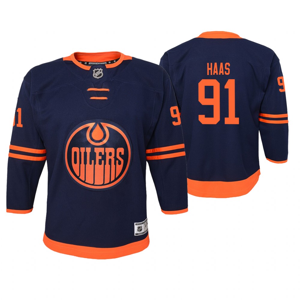 Oilers Gaetan Haas Youth Premier 2019-20 Alternate Jersey