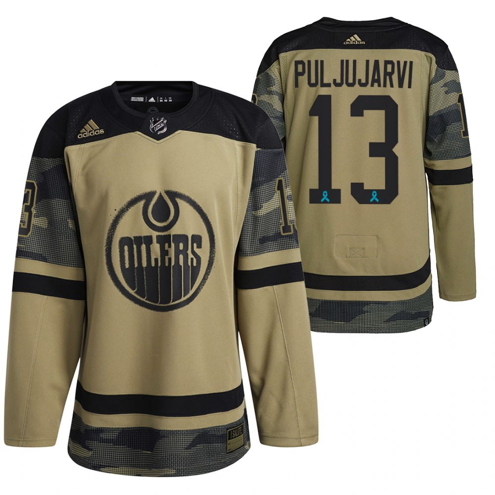 Oilers Jesse Puljujarvi Canadian Armed Force Camo 2021 CAF Night Jersey