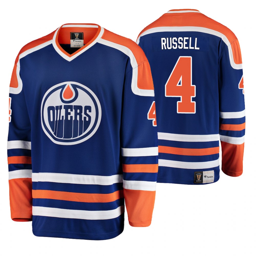Oilers Kris Russell Blue Orange Breakaway Jersey