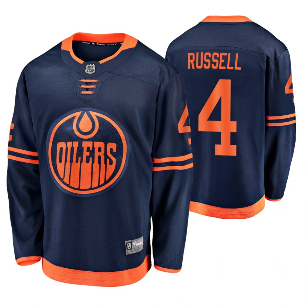 Oilers Kris Russell Navy Alternate Premier Breakaway Men's Jersey