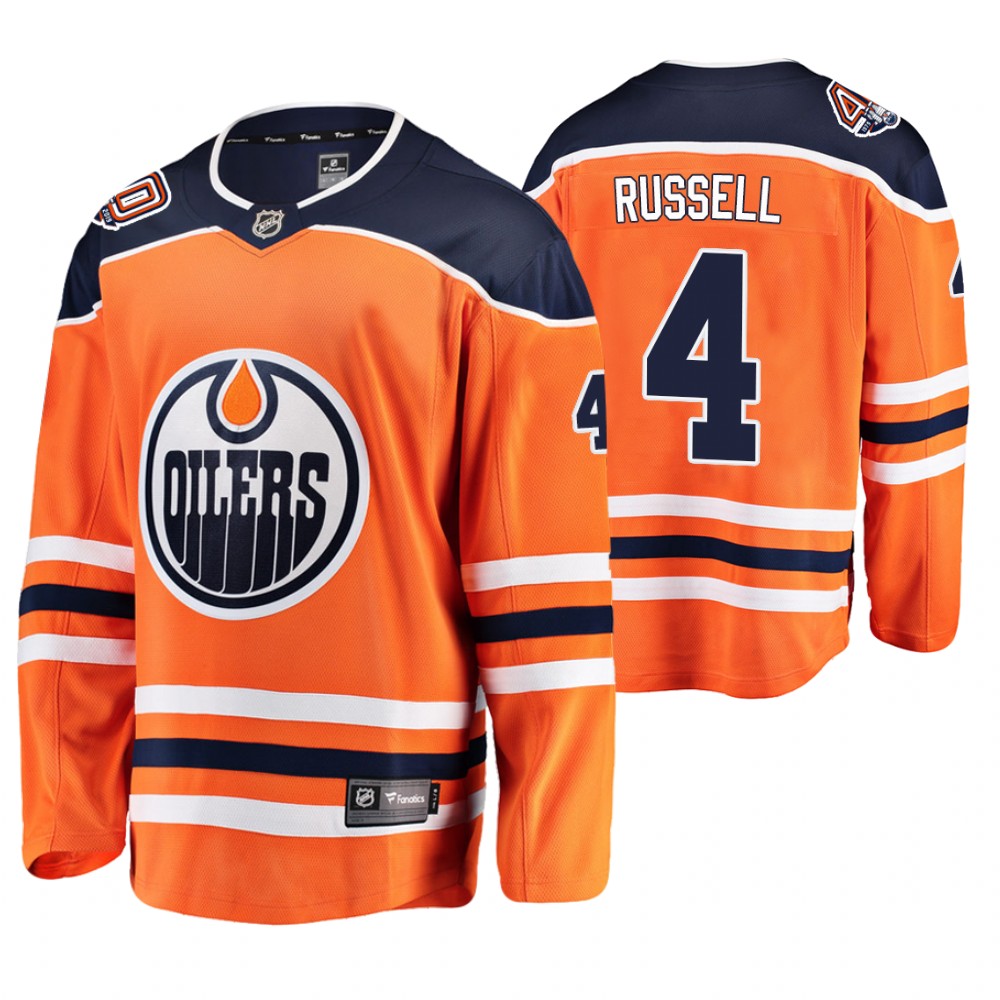 Oilers Kris Russell Orange Breakaway Player 40th Anniversary Jersey