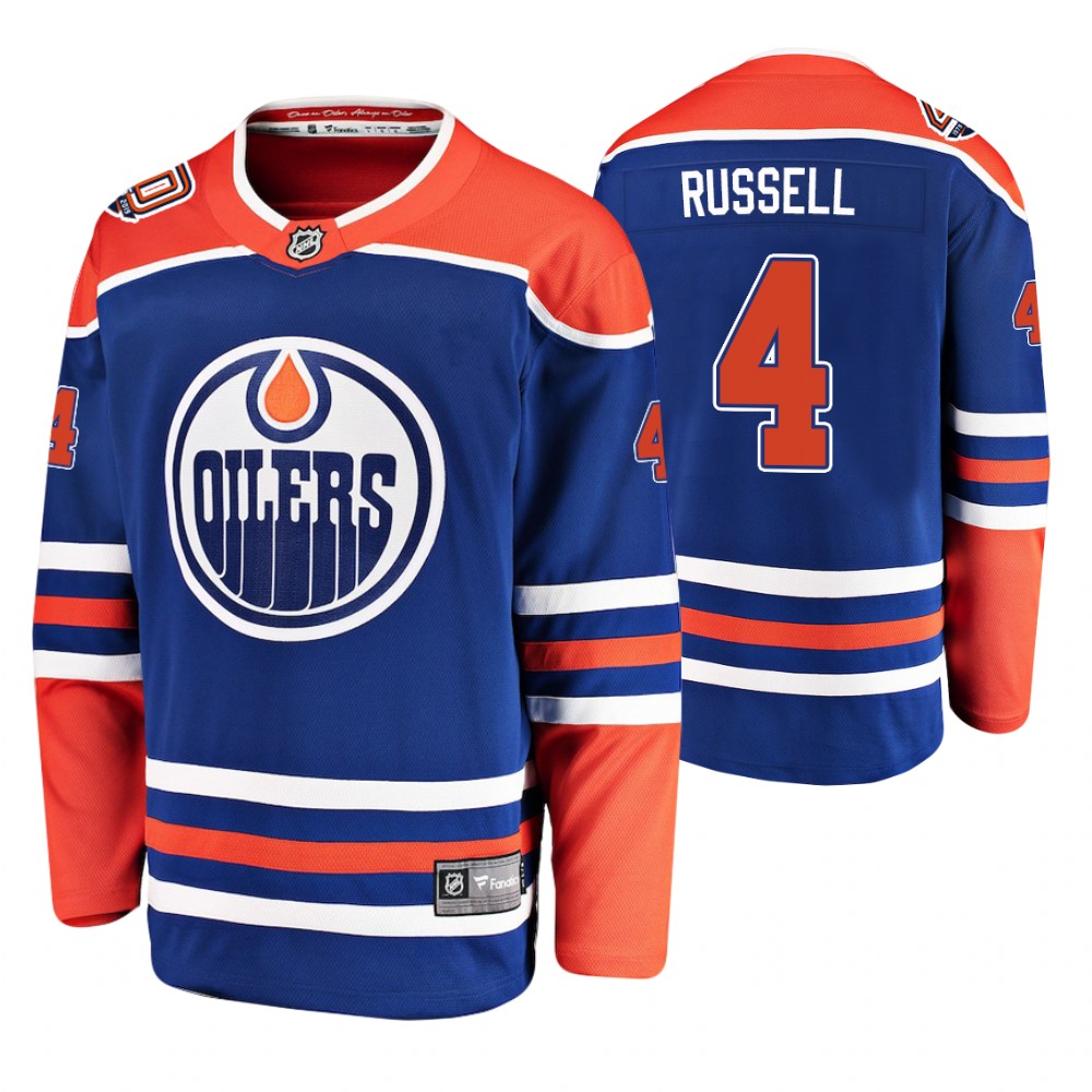 Oilers Kris Russell Royal Alternate Player 40th Anniversary Jersey