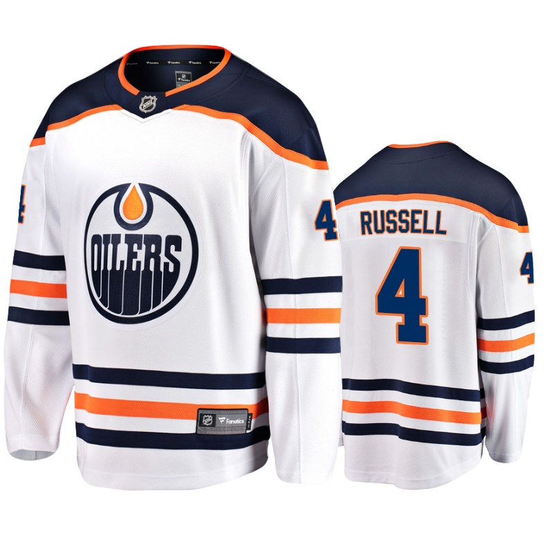 Oilers Kris Russell White Breakaway Fanatics Branded Jersey