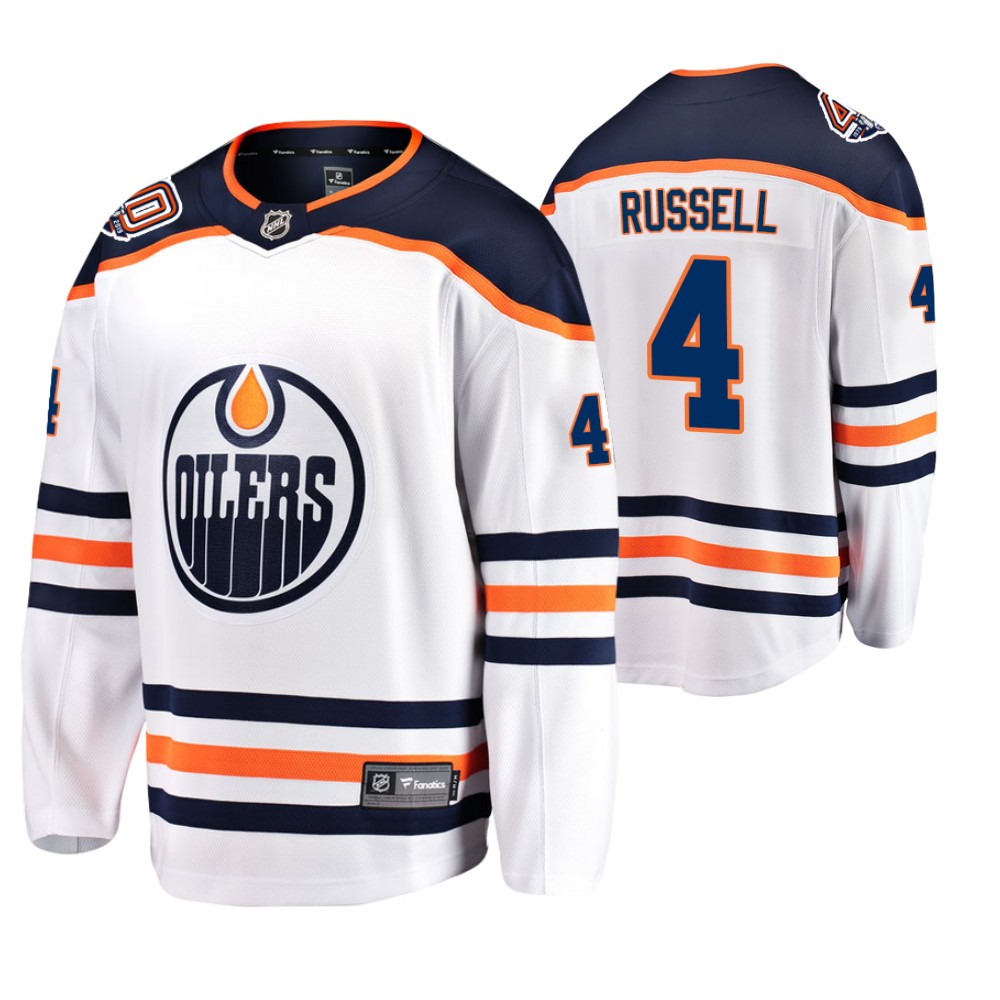 Oilers Kris Russell White Breakaway Player 40th Anniversary Jersey