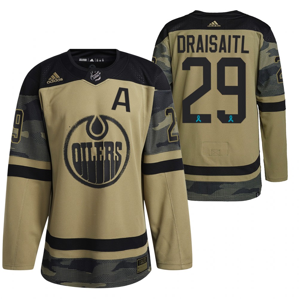 Oilers Leon Draisaitl Canadian Armed Force Camo 2021 CAF Night Jersey