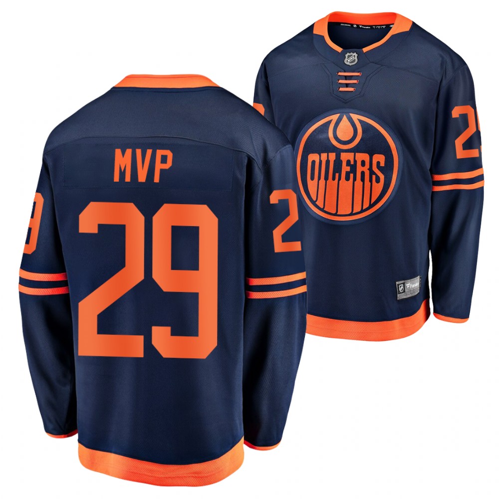 Oilers Leon Draisaitl Jersey 2020 NHL MVP Navy Replica Special Edition Men