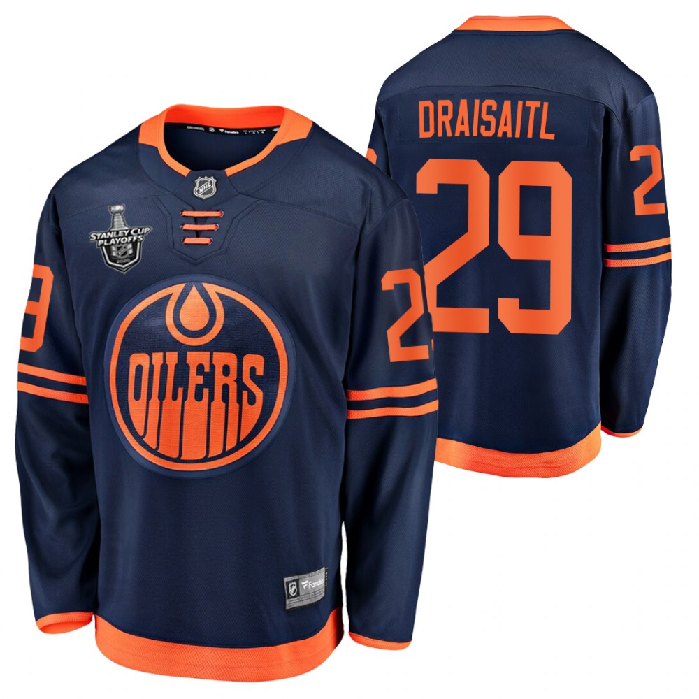 Oilers Leon Draisaitl Jersey 2020 Stanley Cup Playoffs Navy Alternate Men's