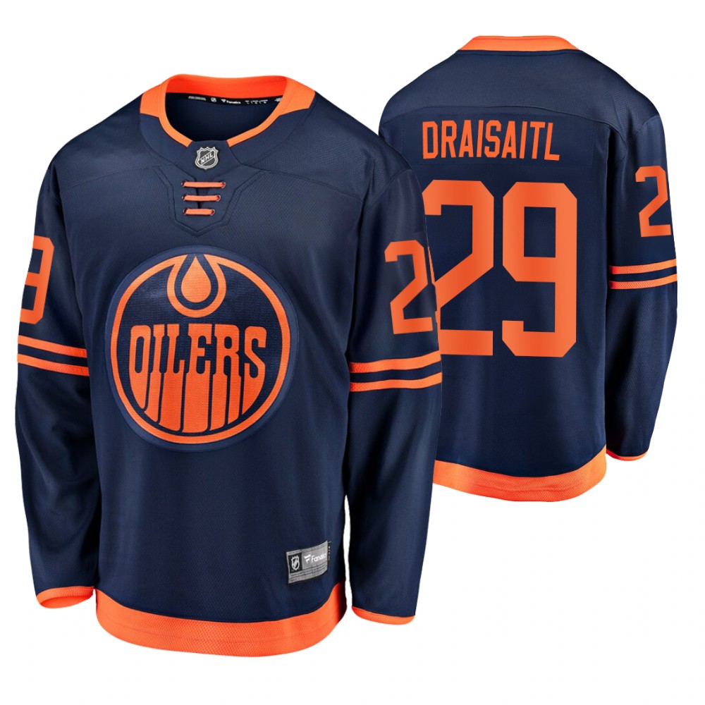 Oilers Leon Draisaitl Navy Alternate Premier Breakaway Men's Jersey