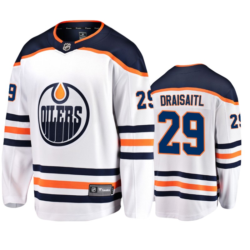 Oilers Leon Draisaitl White Breakaway Fanatics Branded Jersey