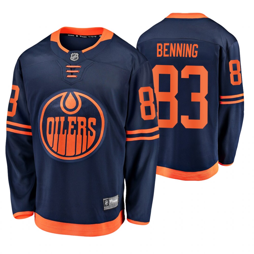 Oilers Matt Benning Navy Alternate Premier Breakaway Men's Jersey
