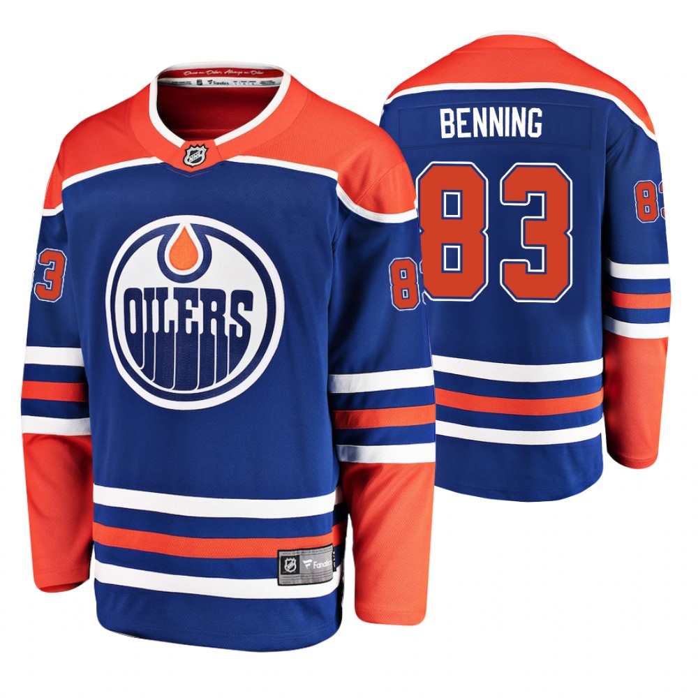 Oilers Matt Benning Royal Breakaway Player Alternate Jersey
