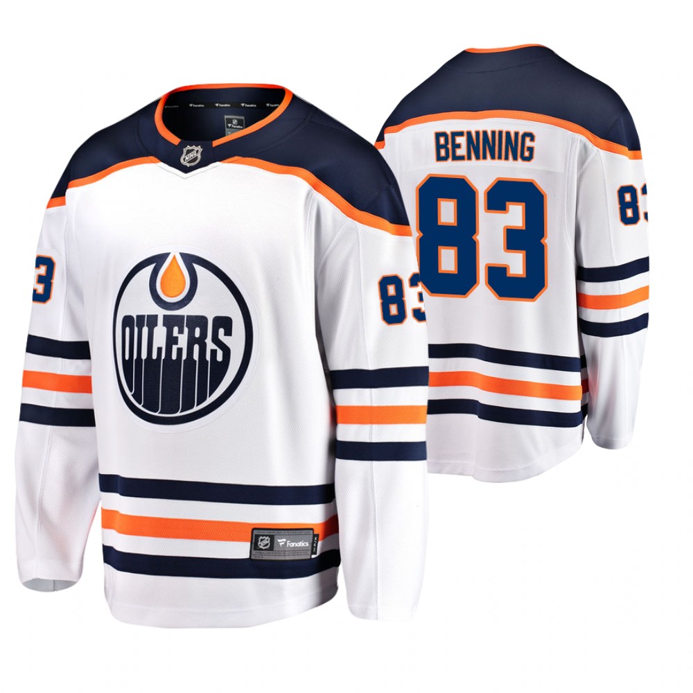 Oilers Matt Benning White Breakaway Player Away Jersey