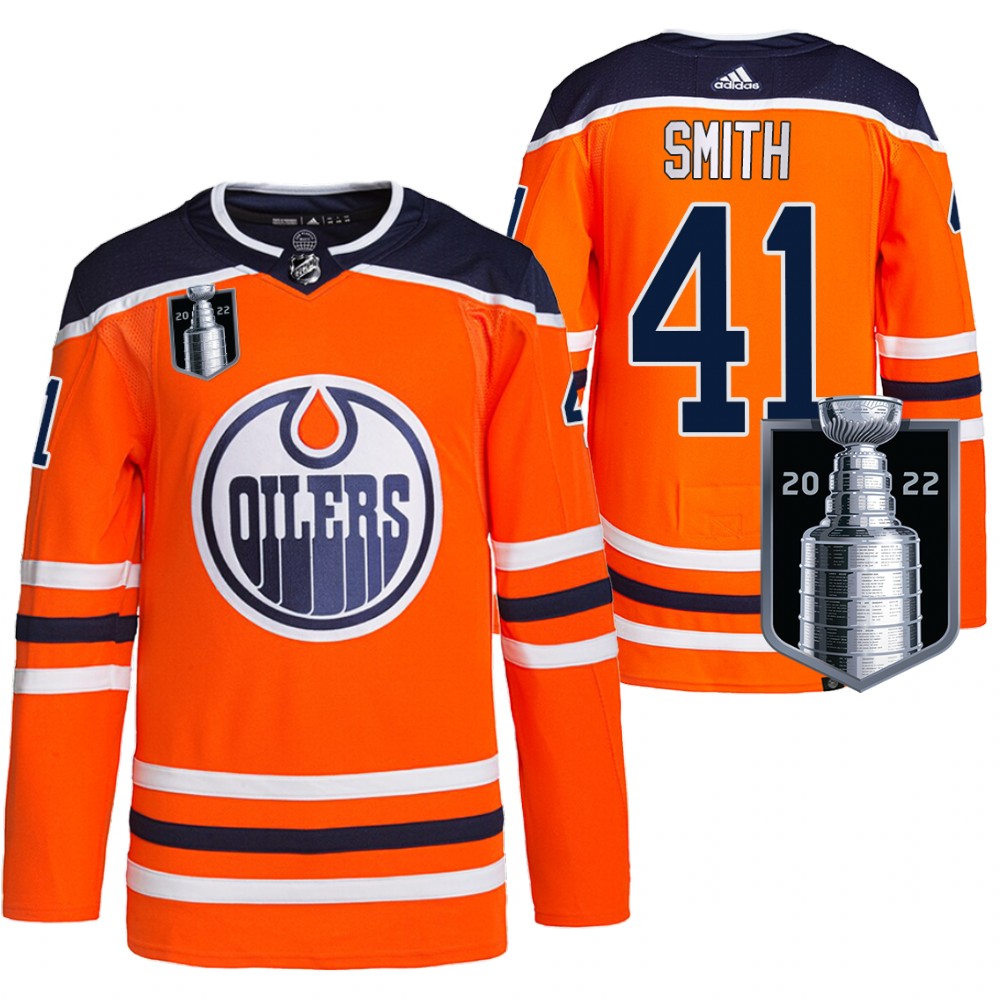 Oilers Mike Smith 2022 Stanley Cup Playoffs Orange Jersey Authentic Primegreen