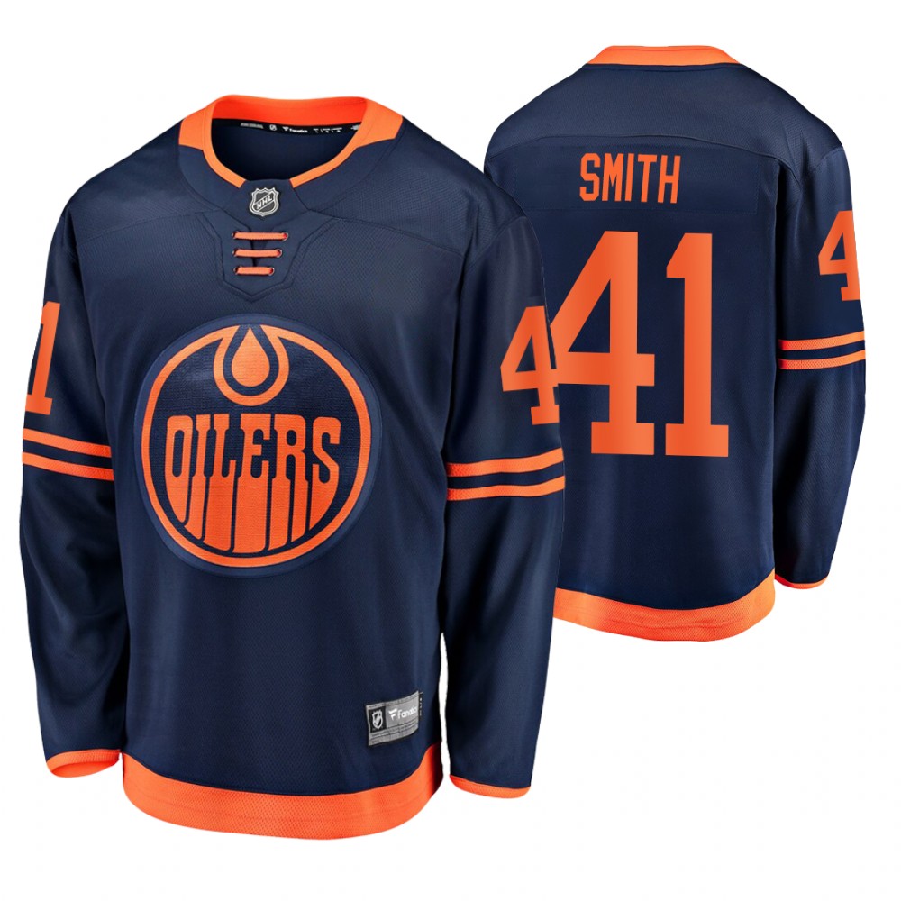Oilers Mike Smith Navy Alternate Premier Breakaway Men's Jersey