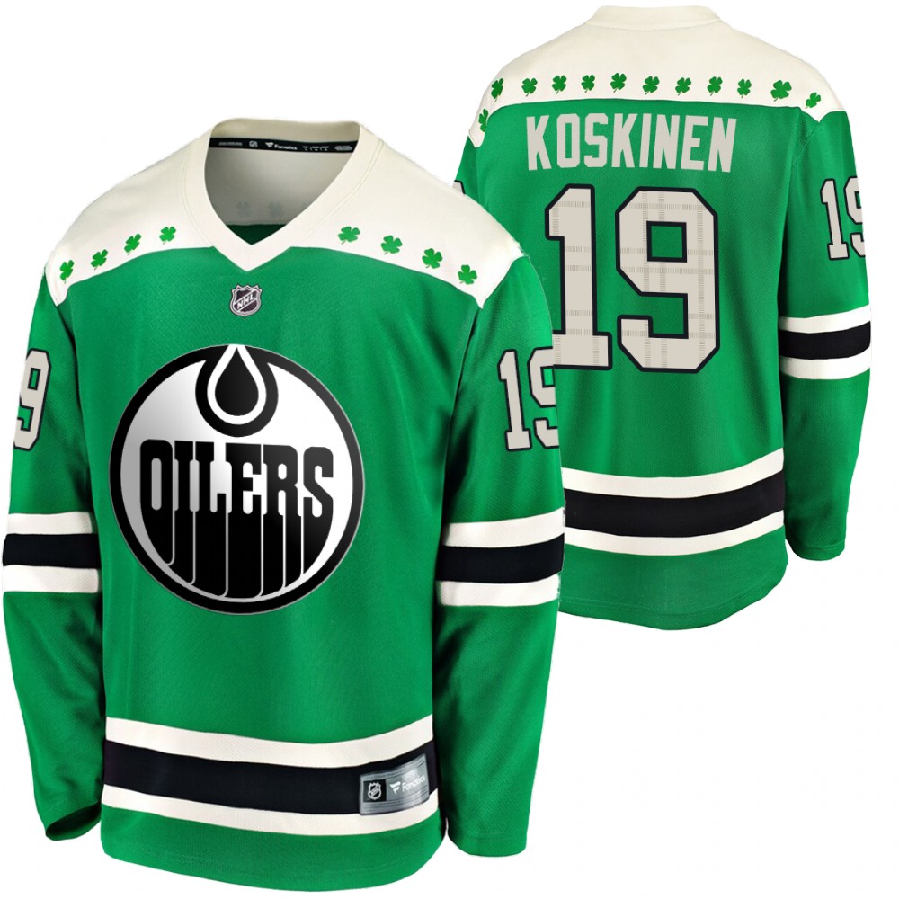 Oilers Mikko Koskinen 2020 St. Patrick's Day Green #19 Breakaway Jersey