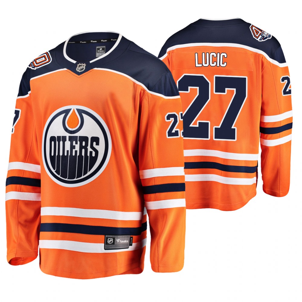 Oilers Milan Lucic Orange Breakaway Player 40th Anniversary Jersey