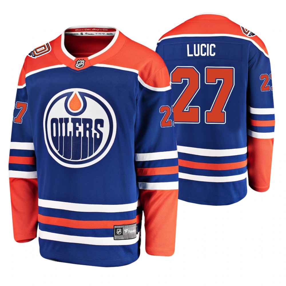 Oilers Milan Lucic Royal Alternate Player 40th Anniversary Jersey