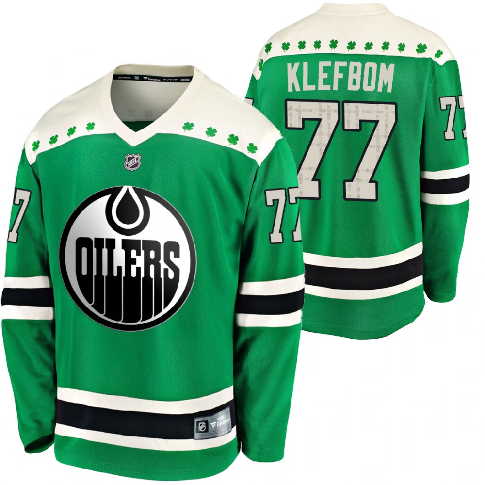 Oilers Oscar Klefbom 2020 St. Patrick's Day Green #77 Breakaway Jersey